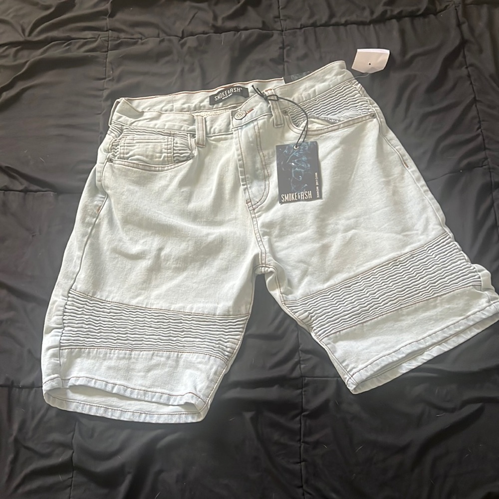 Light wash denim shorts